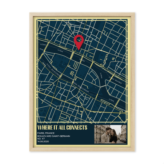 Dark Navy Map Wall Art
