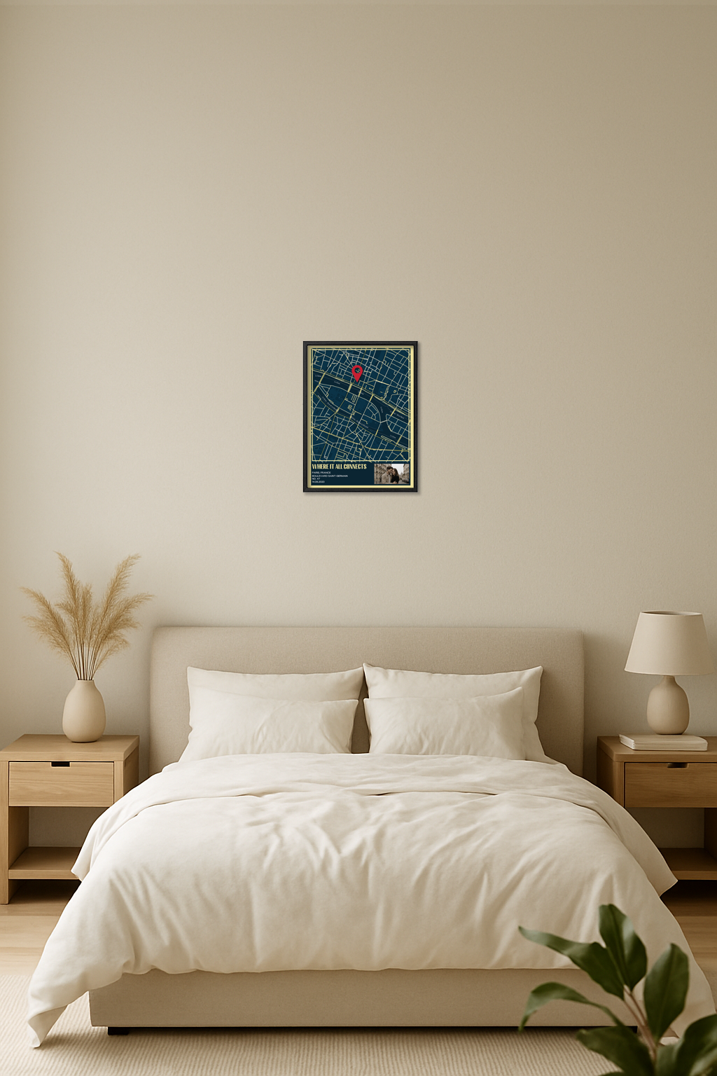 Dark Navy Map Wall Art