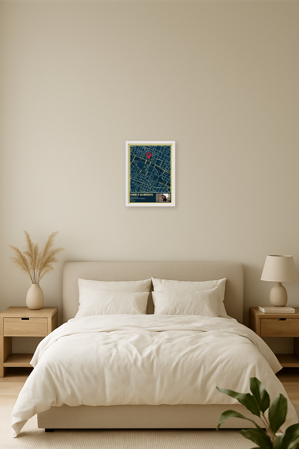Dark Navy Map Wall Art