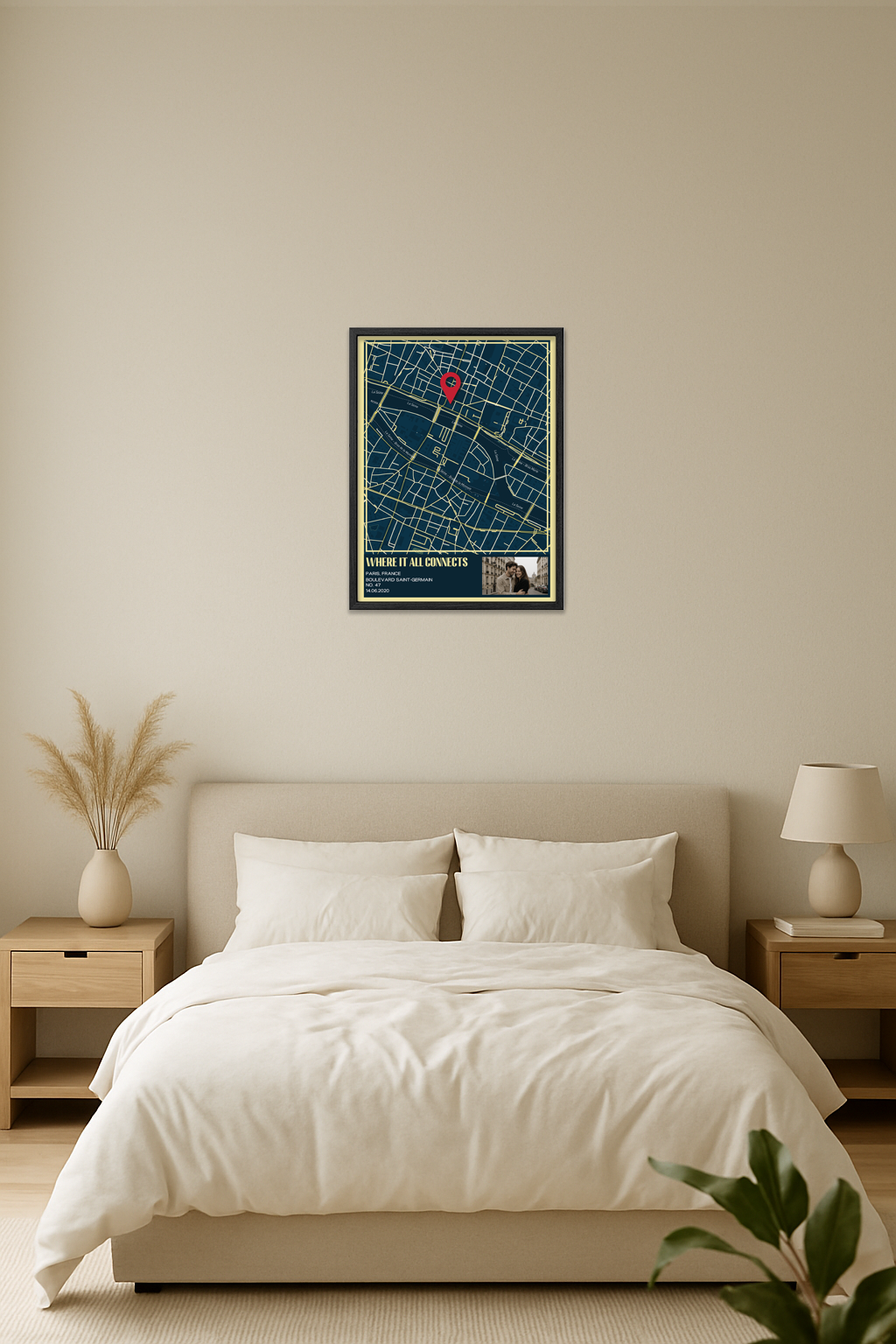 Dark Navy Map Wall Art