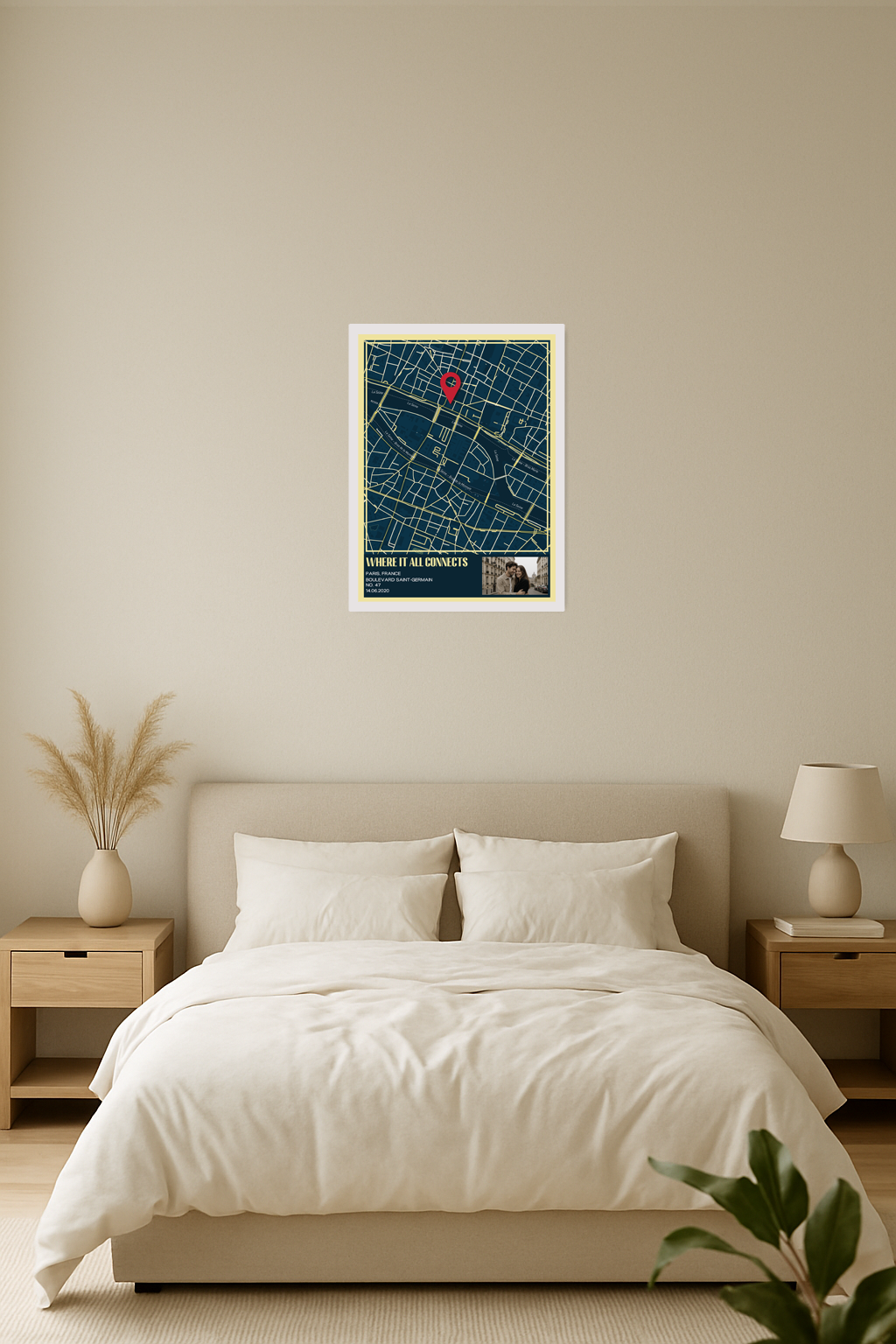 Dark Navy Map Wall Art