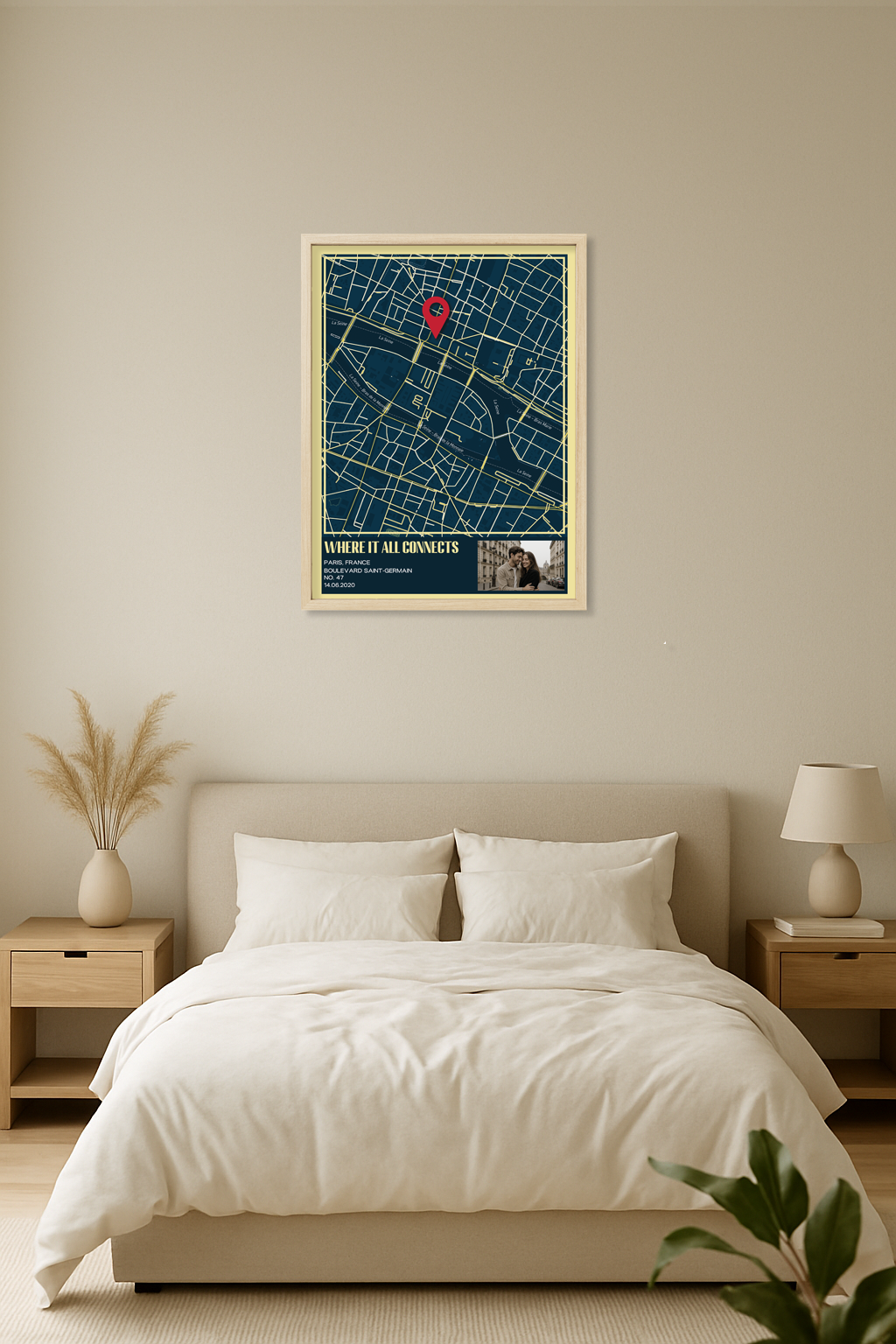 Dark Navy Map Wall Art