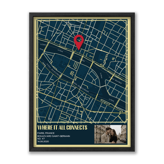 Dark Navy Map Wall Art