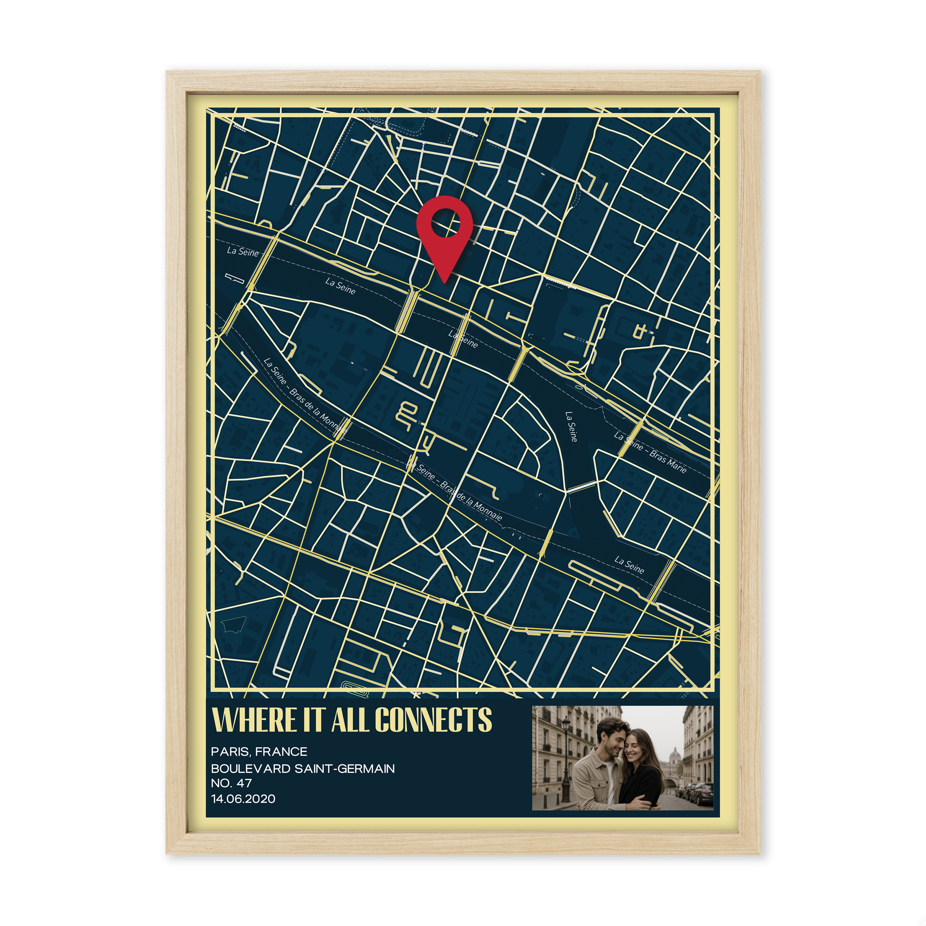 Dark Navy Map Wall Art