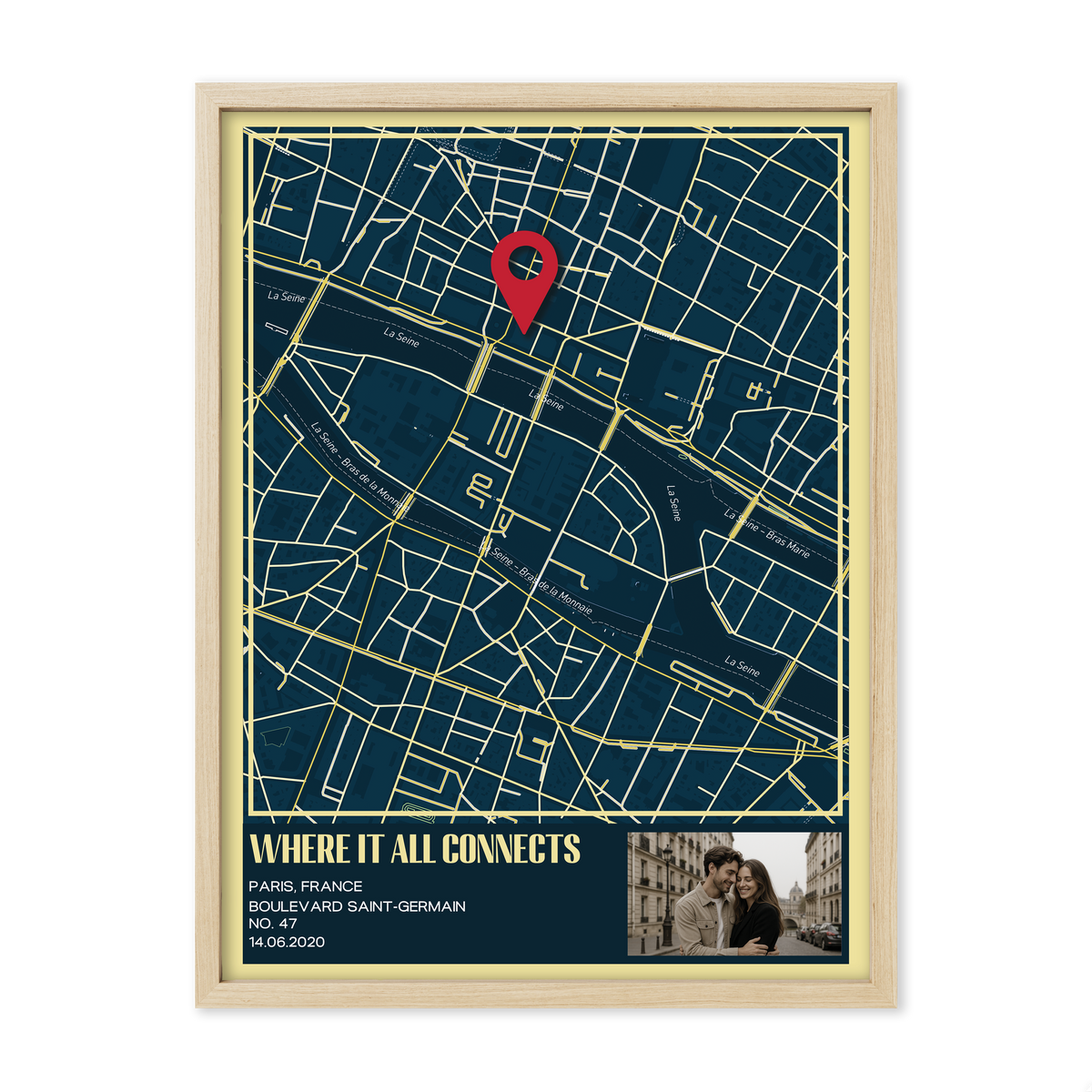Dark Navy Map Wall Art