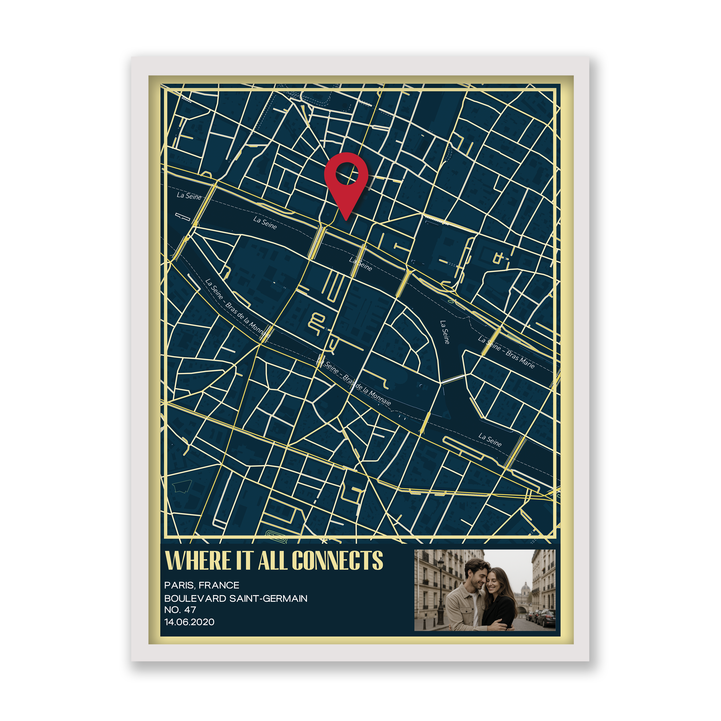 Dark Navy Map Wall Art