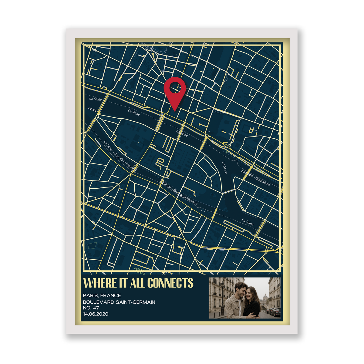 Dark Navy Map Wall Art